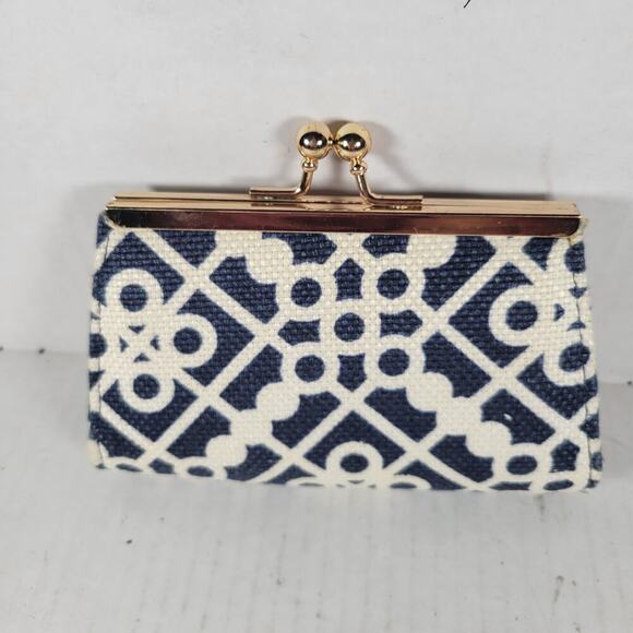 Spartina 449 Sailor's Watch Island Leather Linen Patterned Nautical Coin Purse - Picture 3 of 8